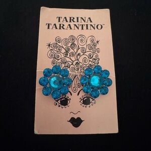 Tarina Tarantino Swarovski flower studs, aqua